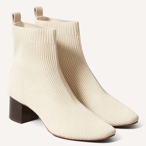 Everlane Glove Ribbed Bootie in Cream